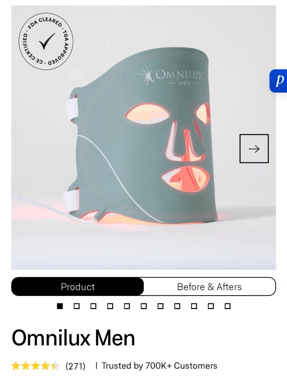 Omnilux Men LED Face Mask – Gray Skin Rejuvenation Mask